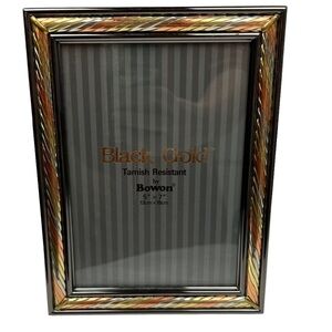 Black Gold Frame 5” x  7” Polished  Tarnish Resistant Picture Rose Bowon Solid